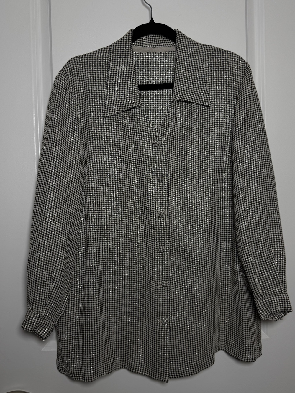 Europe Vintage Houndstooth Button-Up Shirt
